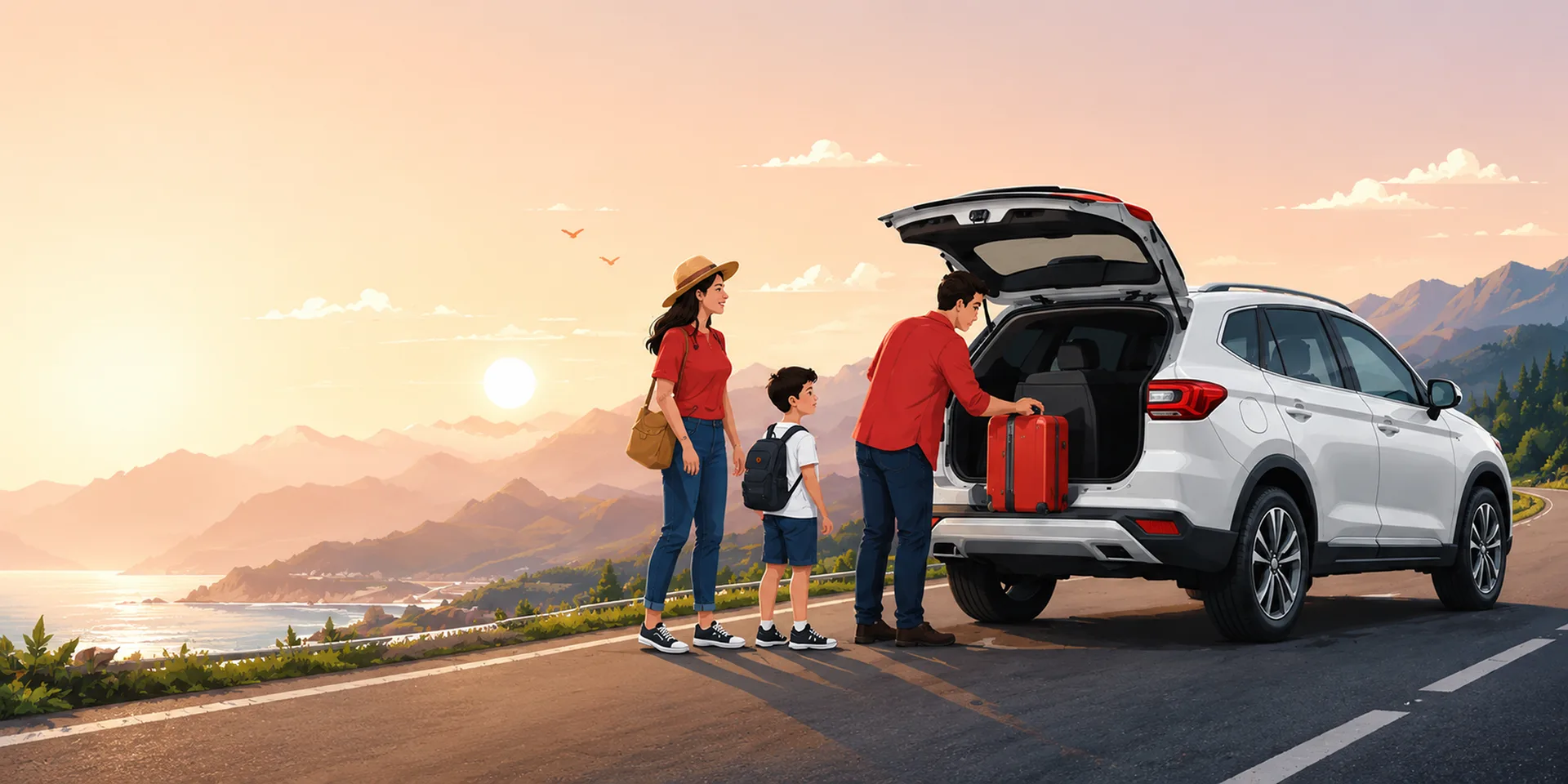 Self drive car rental in Ahmedabad — family loading luggage into a Bharat Self Drive car