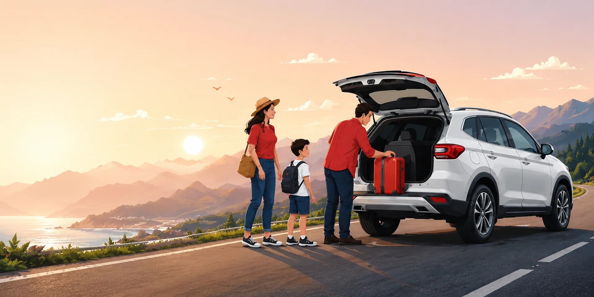 Self drive car rental in Ahmedabad — family loading luggage into a Bharat Self Drive car